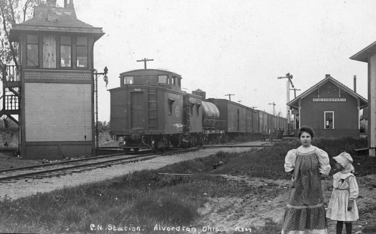 The CN/Wabash interlocking tower at Alvordton OH