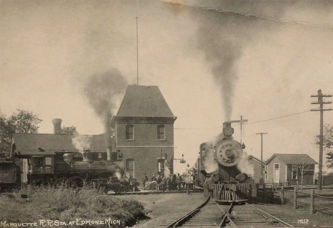 PM Edmore Depot with Trains