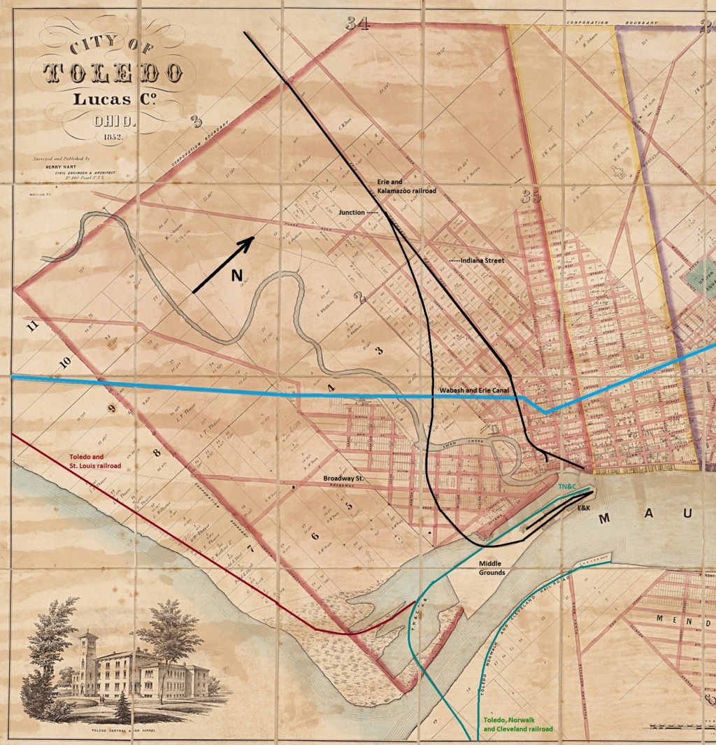 1852 Toledo Railroad Map