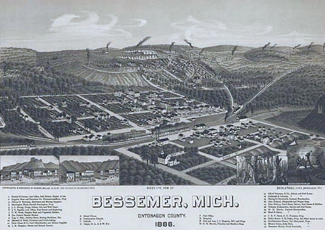 Bessemer MI birds eye view 1888