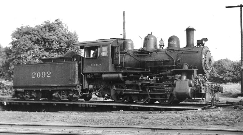 C&NW 2092 on the turntable at Marinette, WI