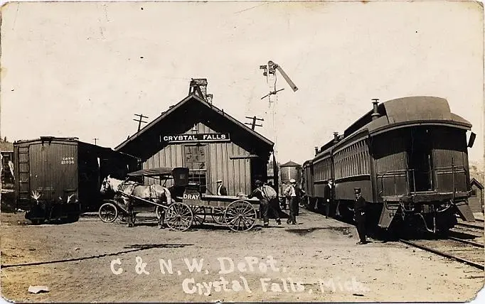 CNW Train at Crystal Falls Depot