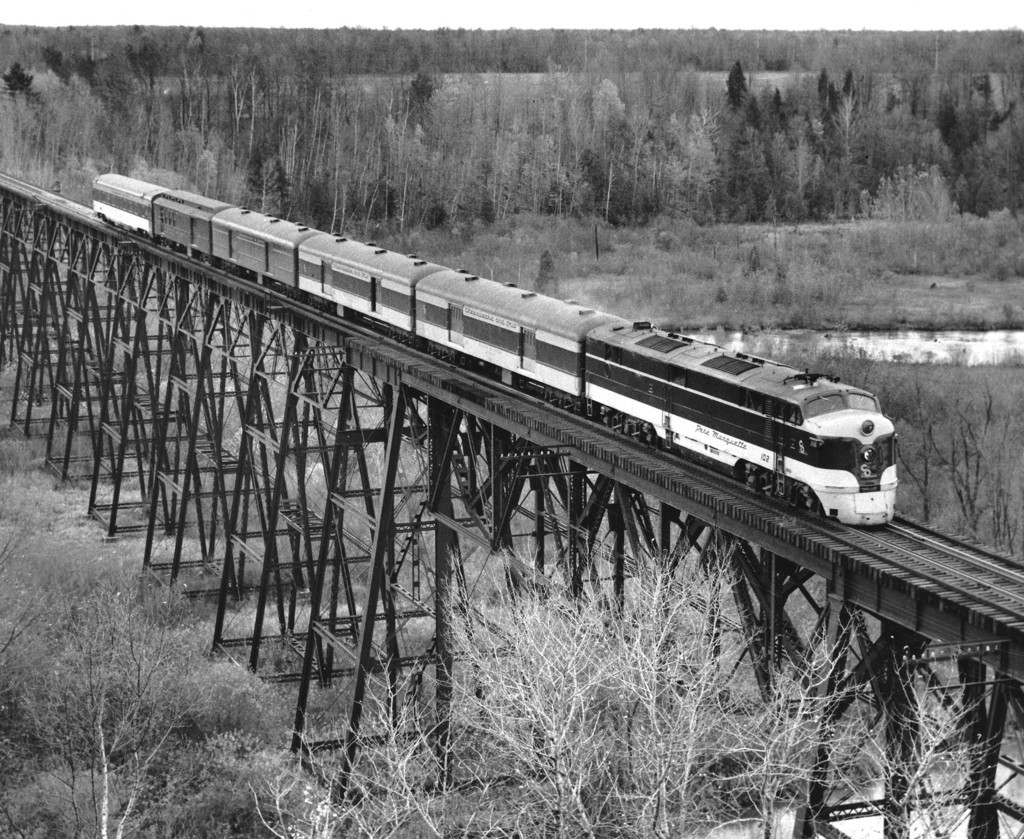 PM High Bridge With Passenger Train