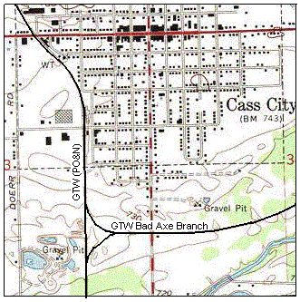 Cass City MI railroad map