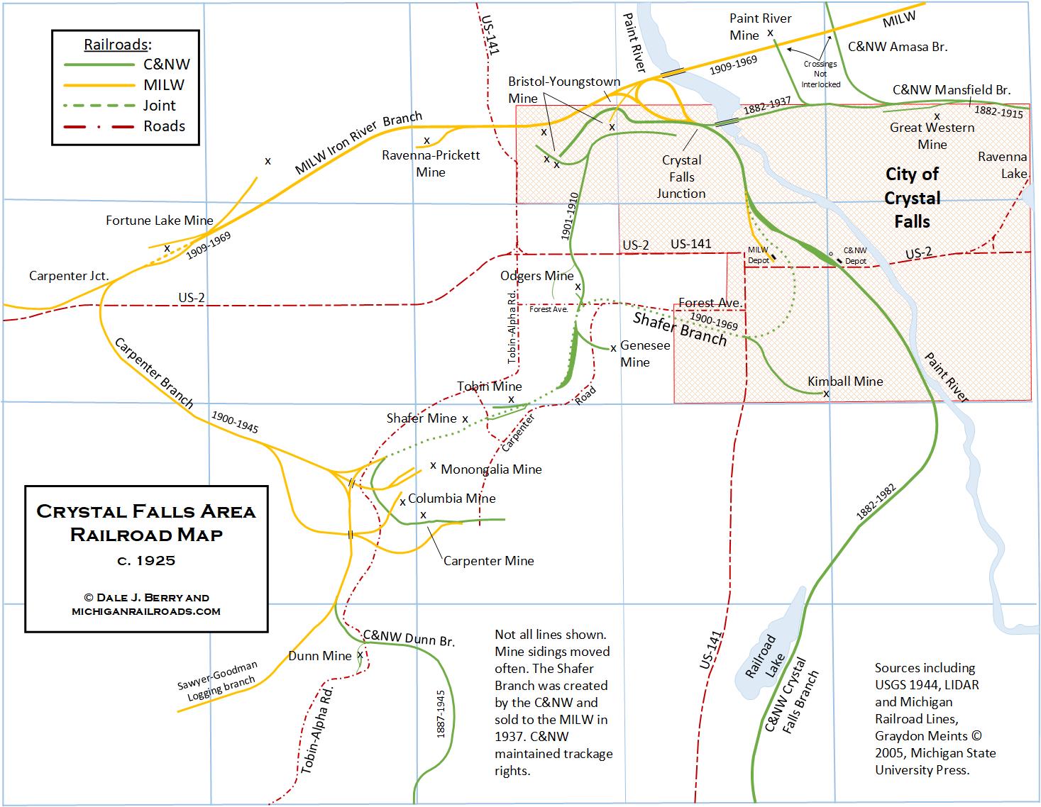 Crystal Falls Railroad Map