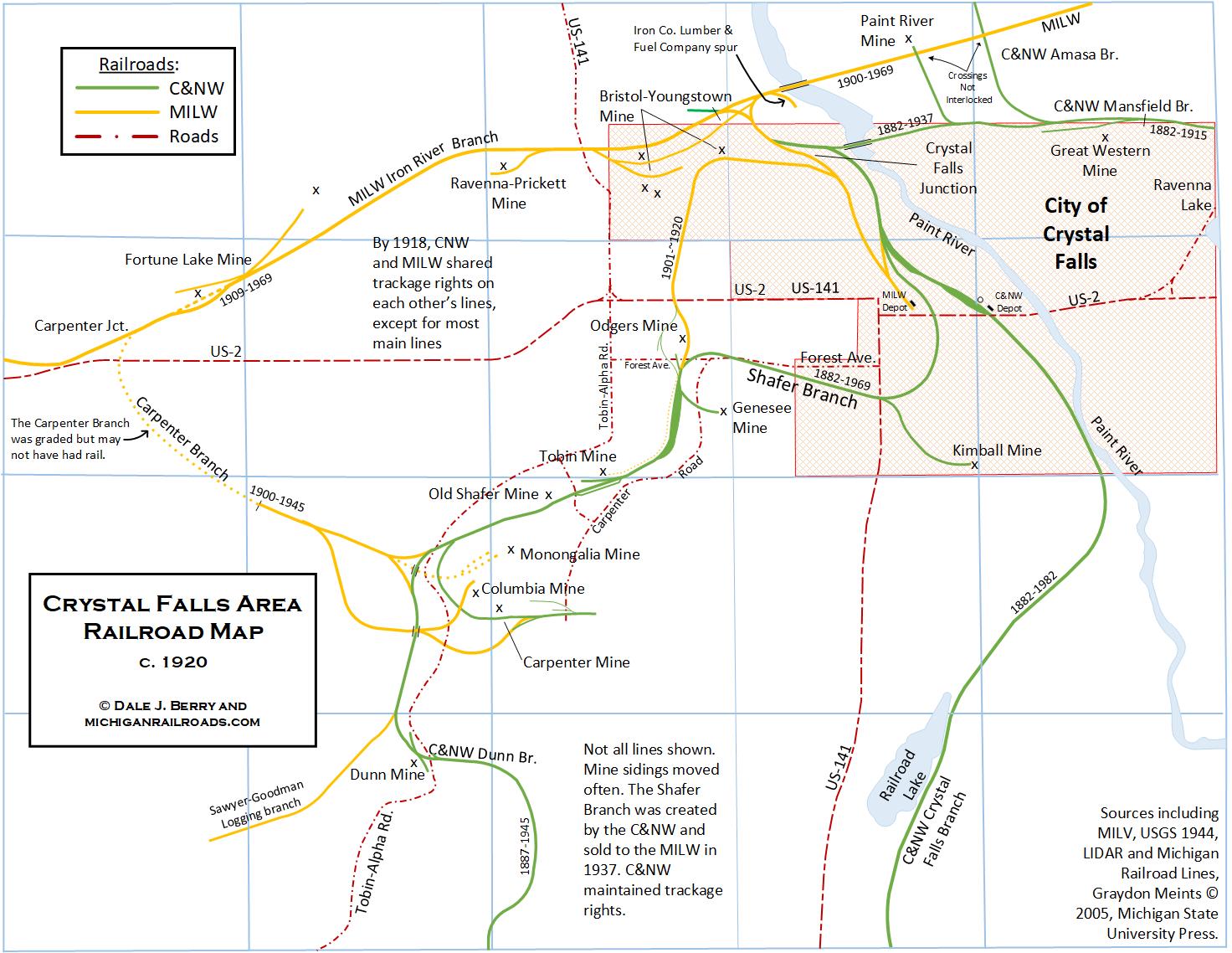 Crystal Falls Railroad Map